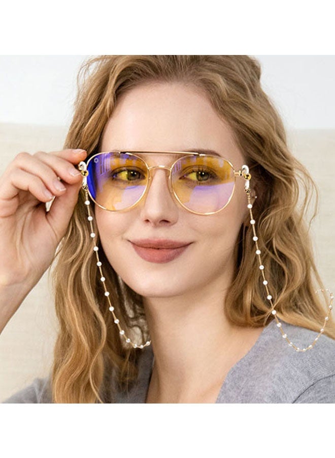 سلسلة نظارات من قطعتين مرصعة باللؤلؤ، سلسلة نظارات شمسية أنيقة، حبل نظارات القراءة، حامل نظارات، قلادة نظارات القراءة