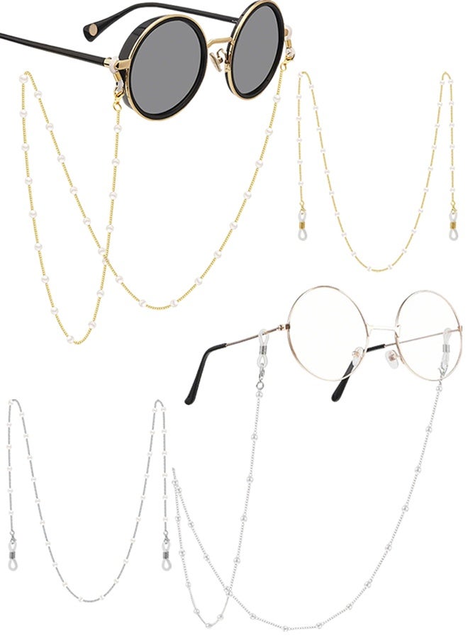 سلسلة نظارات من قطعتين مرصعة باللؤلؤ، سلسلة نظارات شمسية أنيقة، حبل نظارات القراءة، حامل نظارات، قلادة نظارات القراءة