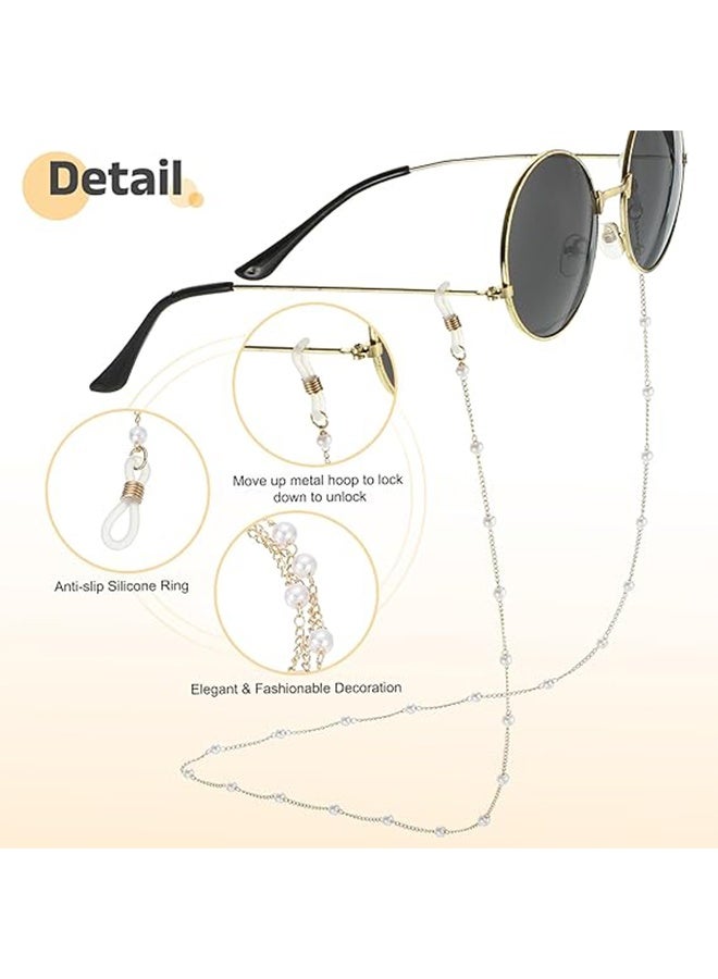 سلسلة نظارات من قطعتين مرصعة باللؤلؤ، سلسلة نظارات شمسية أنيقة، حبل نظارات القراءة، حامل نظارات، قلادة نظارات القراءة