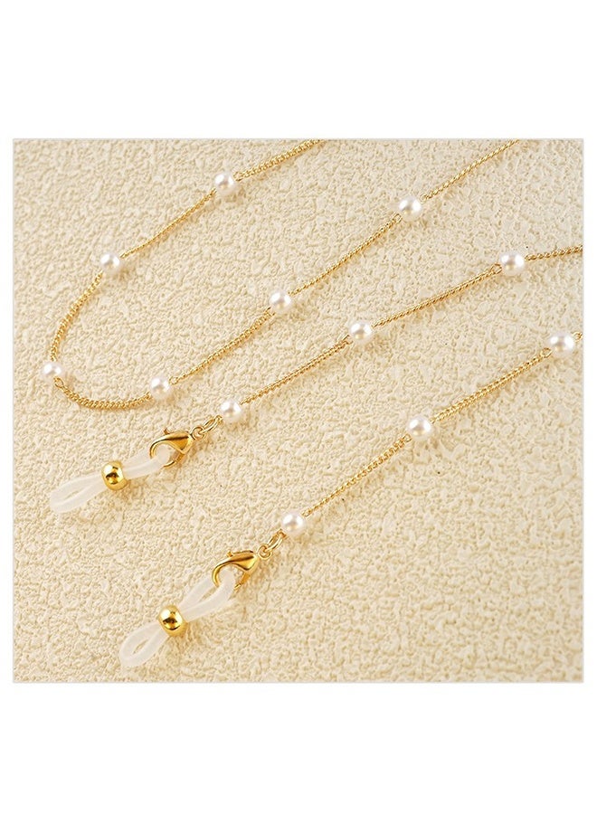 سلسلة نظارات من قطعتين مرصعة باللؤلؤ، سلسلة نظارات شمسية أنيقة، حبل نظارات القراءة، حامل نظارات، قلادة نظارات القراءة