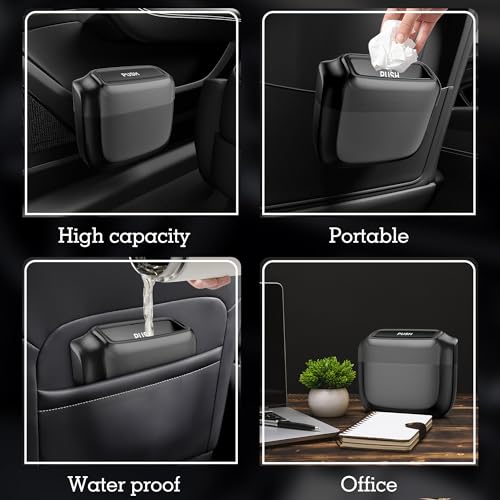 OUDEW 2 Packs Car Trash Can with Lid，Built-in Storage Garbage Bag，Leakproof Vehicle Trash，Car Accessories for Interior,Mini Garbage Bin for Automotive, Office, Kitchen,Bedroom，with 30pcs Trash Bags - Image 3