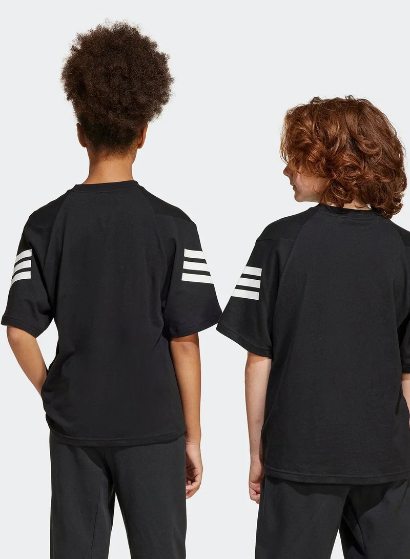 Adidas J Fi 3S T Black Training T-Shirts For Junior 7-8Y