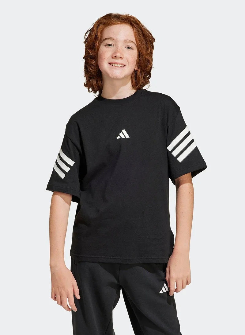 Adidas J Fi 3S T Black Training T-Shirts For Junior 7-8Y