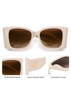 Sunglasses For Women & Men Square Wide Thick Frame Shades Retro Trendy Fashion Uv Protection Sj2349 (Matt White,Gold,Gradient Brown Lens) - pzsku/ZFA6C53E6030D4C667AFCZ/45/_/1735817931/8c3ca1a1-836b-42e8-9746-0609508e58c6