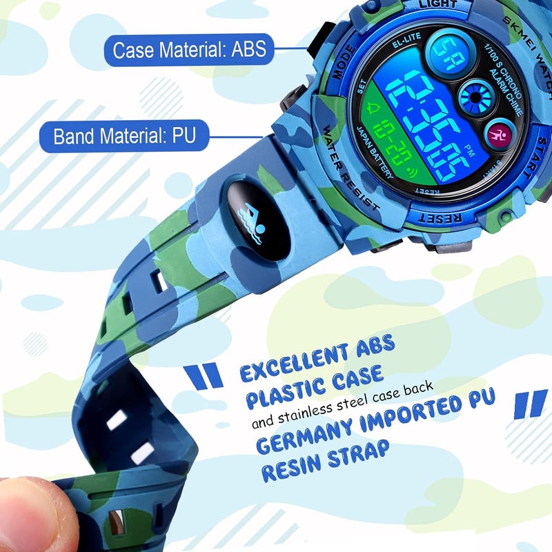 cofuo Kids Digital Sport Watch for Boys Girls, Kid Waterproof Electronic Multi Function Casual Outdoor Watches, 7 Colorful LED Luminous Alarm Stopwatch Wristwatch - Image 2