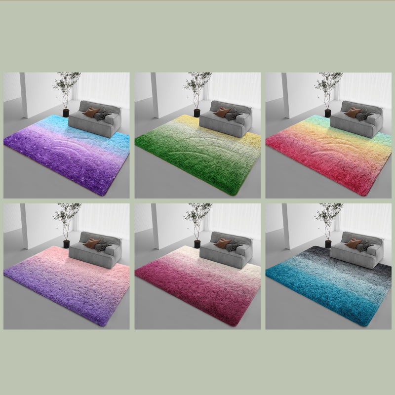 DweIke Luxury Fluffy Kids Rugs for Living Room Bedroom, 4x6 Feet Shaggy Black and Blue Area Rug for Girls Boys, Upgrade Plush Non-Slip and Washable Colorful Fuzzy Carpet for Dorm Nursery Decor - Image 3