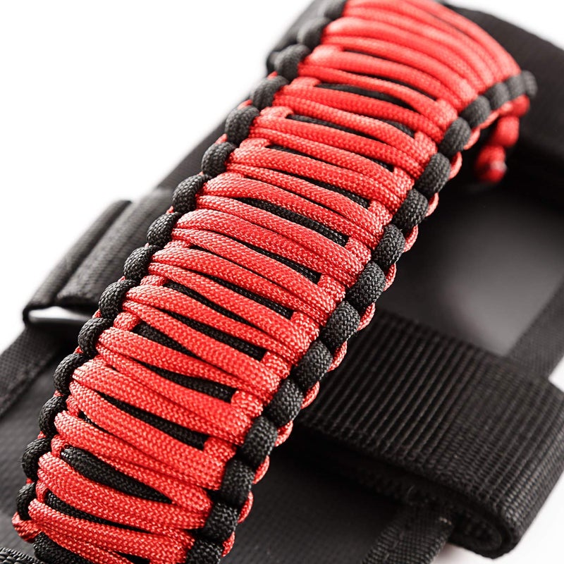 Rugged Ridge 1350531 Grab Handle Kit Paracord RedBlack 55Current Jeep CJWranglerGladiator