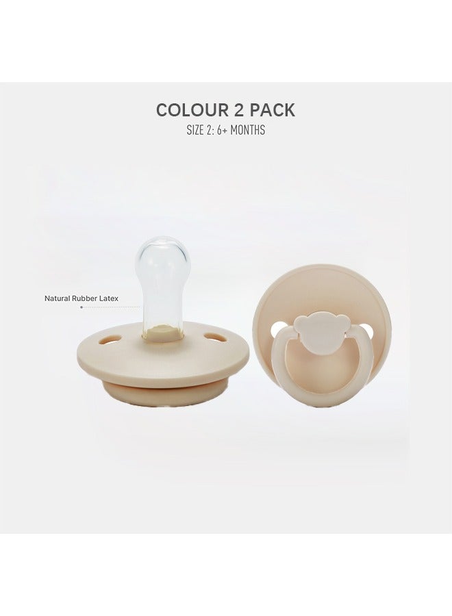 Portable Natural Latex Pacifier 2-Pack, BPA Free Dummy Pacifier, Round Nipple. Natural Rubber Latex, 6-18 Months , Baby Girl and Boy Colours - Image 2