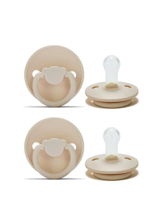 Portable Natural Latex Pacifier 2-Pack, BPA Free Dummy Pacifier, Round Nipple. Natural Rubber Latex, 6-18 Months , Baby Girl and Boy Colours - Image 1