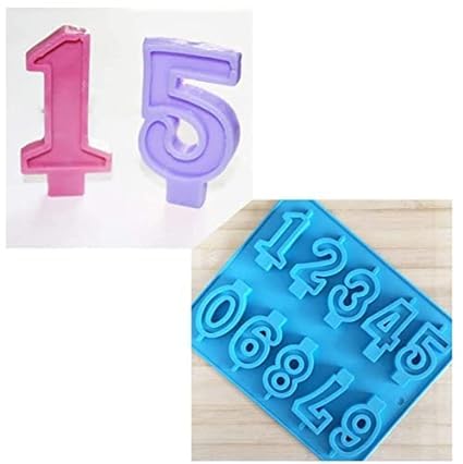 MoldBerry Siliocone 0 to 9 Number Candle Mold Numeric Birthday Candle Mould for Candle Making Chocolate Making Cake and Birthday Decoration Pack of 1 Multicolor - Image 3