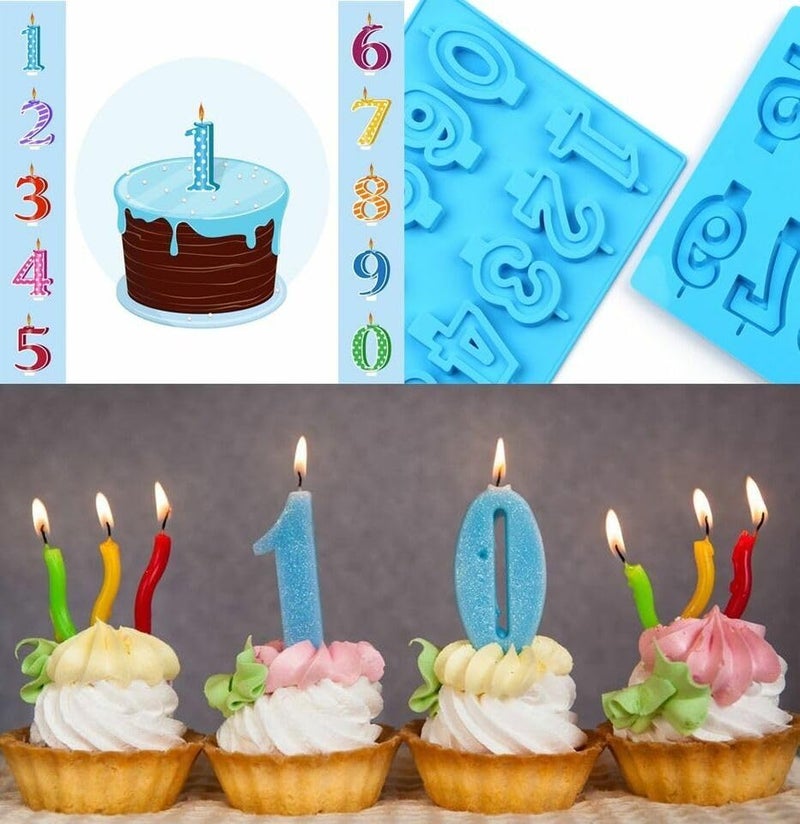 MoldBerry Siliocone 0 to 9 Number Candle Mold Numeric Birthday Candle Mould for Candle Making Chocolate Making Cake and Birthday Decoration Pack of 1 Multicolor - Image 2