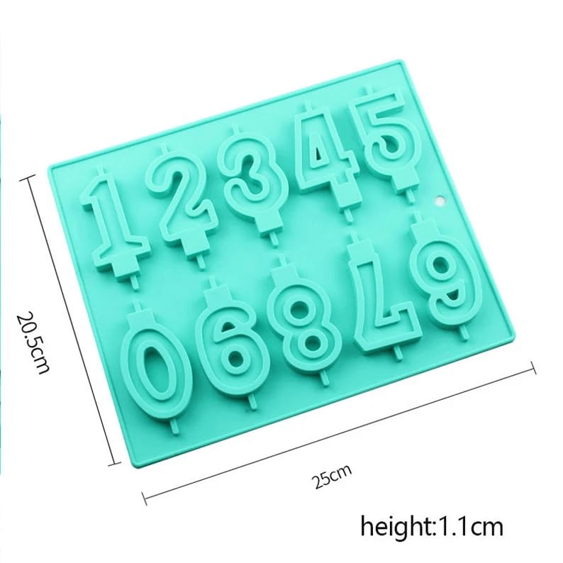 MoldBerry Siliocone 0 to 9 Number Candle Mold Numeric Birthday Candle Mould for Candle Making Chocolate Making Cake and Birthday Decoration Pack of 1 Multicolor - Image 4