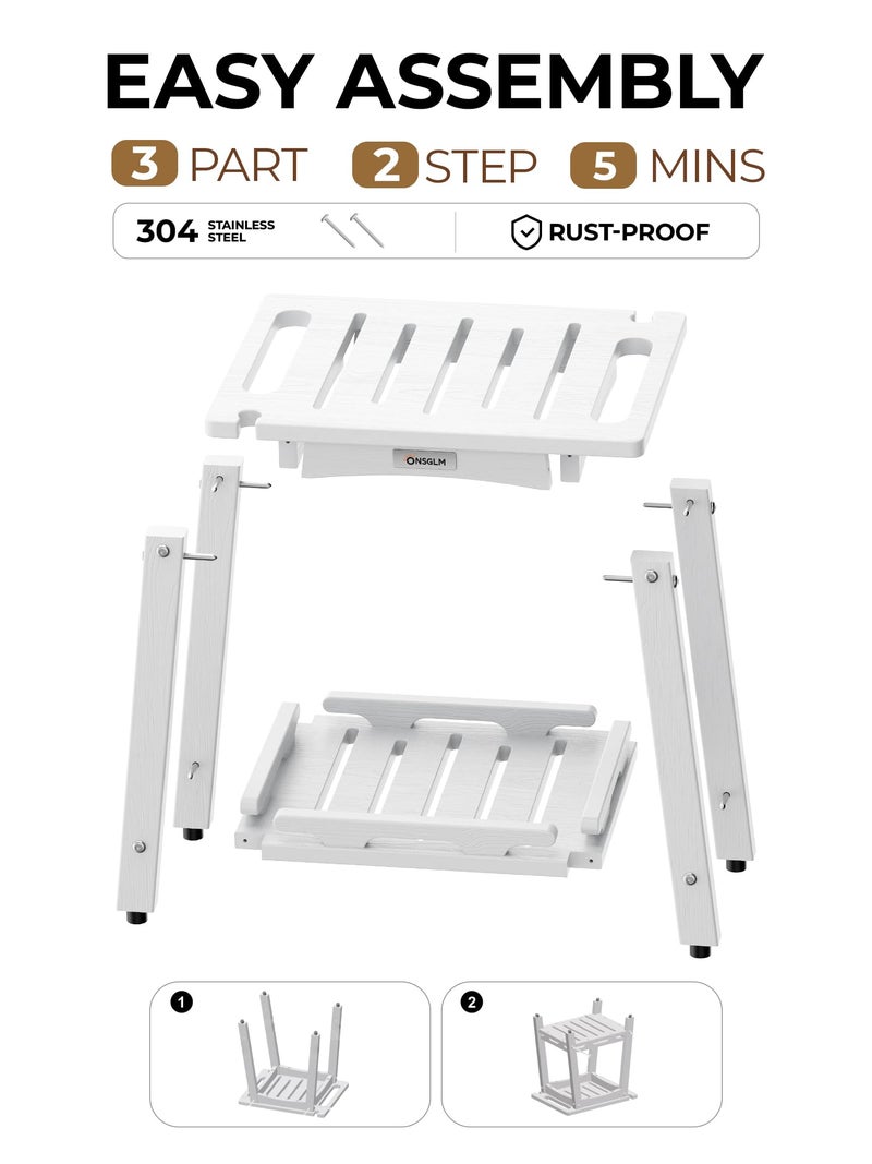 ONSGLM Shower Bench Seat, Non-Slip Shower Benches for Inside Shower to Sit on, HDPE Waterproof Shower Stool for Shaving Legs, Shower Chair with Adjustable Feet for Bathroom, Indoor/Outdoor Use, White - Image 5
