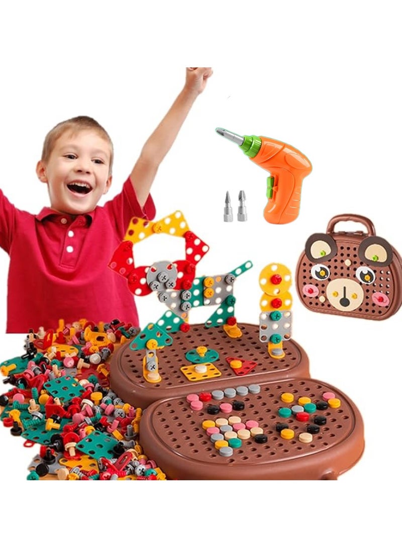 Magic Montessori Screw and Drill Puzzle Toy Set,Kids Screwdriver Toy Set,204Pcs Educational Construction Building kit,2D/3D Creativity Tool Educational Toys Gift for Age 3-12 Years Old Boys Girls(Brown Bear) - Image 4