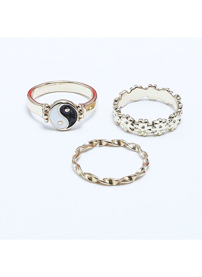 FLUFFY - Black&White Earing-Gold - Image 1