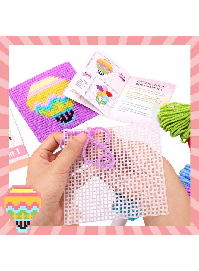 بليلي مجموعة الخياطة المتقاطعة 10 في 1 للأطفال للمبتدئين، تتضمن تعليمات 10 أنماط مختلفة، و10 قماش بلاستيكي فارغ للتطريز، و14 خيطًا ملونًا، ومجموعة خياطة إبرة مبتدئة - Image 3