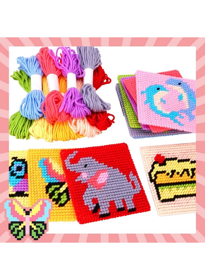 بليلي مجموعة الخياطة المتقاطعة 10 في 1 للأطفال للمبتدئين، تتضمن تعليمات 10 أنماط مختلفة، و10 قماش بلاستيكي فارغ للتطريز، و14 خيطًا ملونًا، ومجموعة خياطة إبرة مبتدئة - Image 4