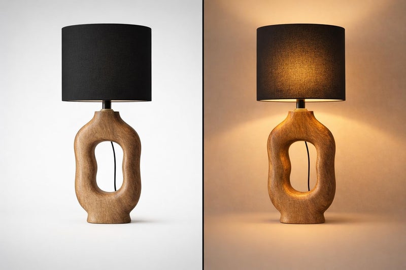tu casa Wooden Table Lamp with Black Satin Shade | Modern Bedside & Night Lamp for Bedroom, Living Room, Home Décor & Gifting - Image 4