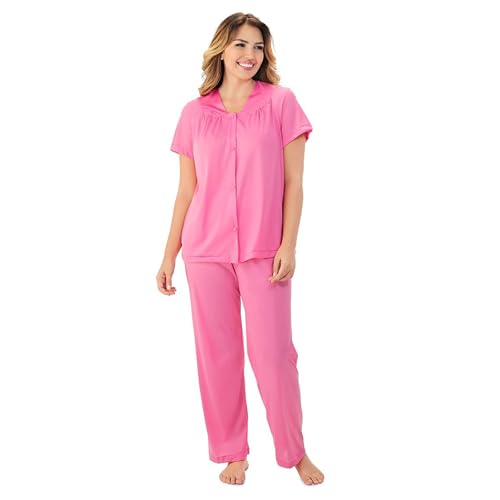 Exquisite Form Women's 90107 Nylon Tricot Short Sleeve Matching Pajama Set - Image 1