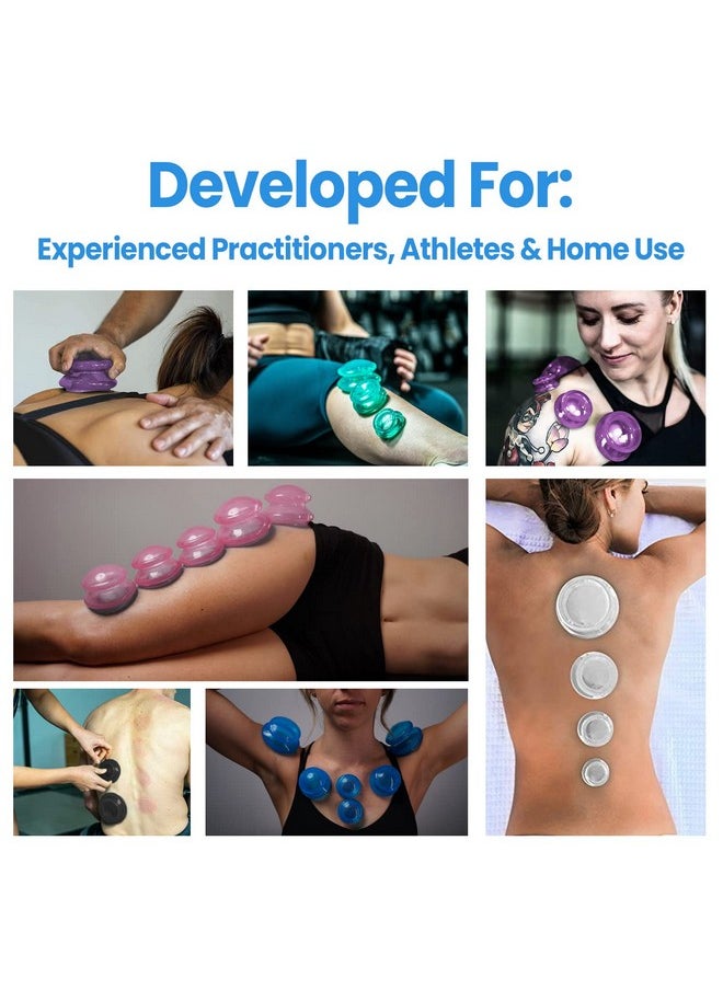 Lure Essentials 8 Cups Silicone Cupping Therapy Set Professional Massage Cupping Cups For Cupping Therapy Cupping Kit For Massage, Myofascial Release, Cellulite Reduction (Lure Blue) 