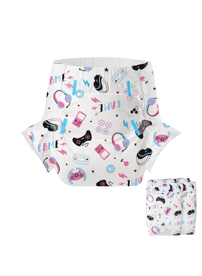 CutiePlusU Adult Diapers 2 Pieces, Incontinence Briefs with Tabs for Women and Men, Maximum Overnight Absorbency- Game Paradise (Large 37"-47") - Image 1