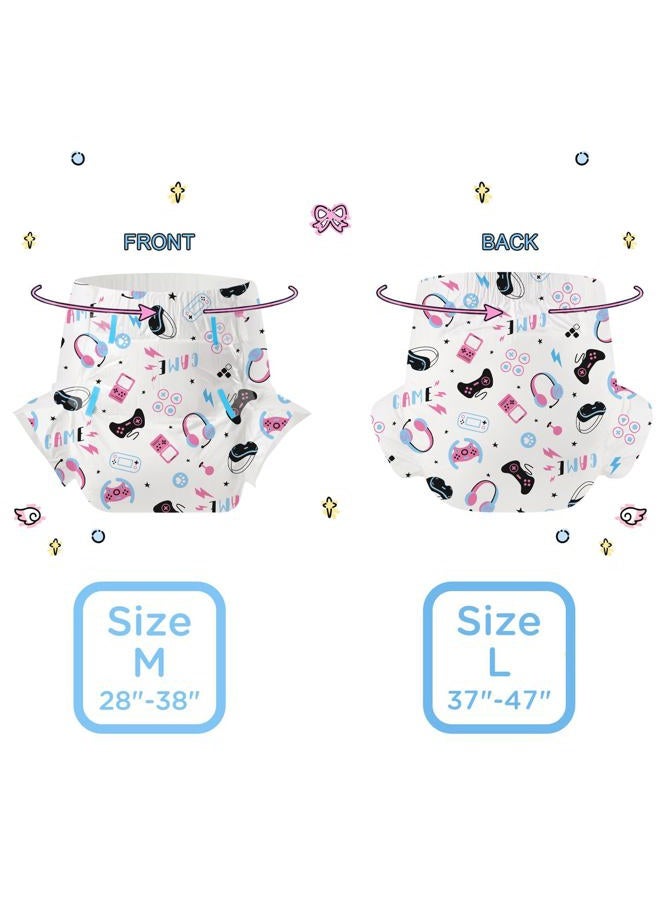 CutiePlusU Adult Diapers 2 Pieces, Incontinence Briefs with Tabs for Women and Men, Maximum Overnight Absorbency- Game Paradise (Large 37"-47") - Image 4