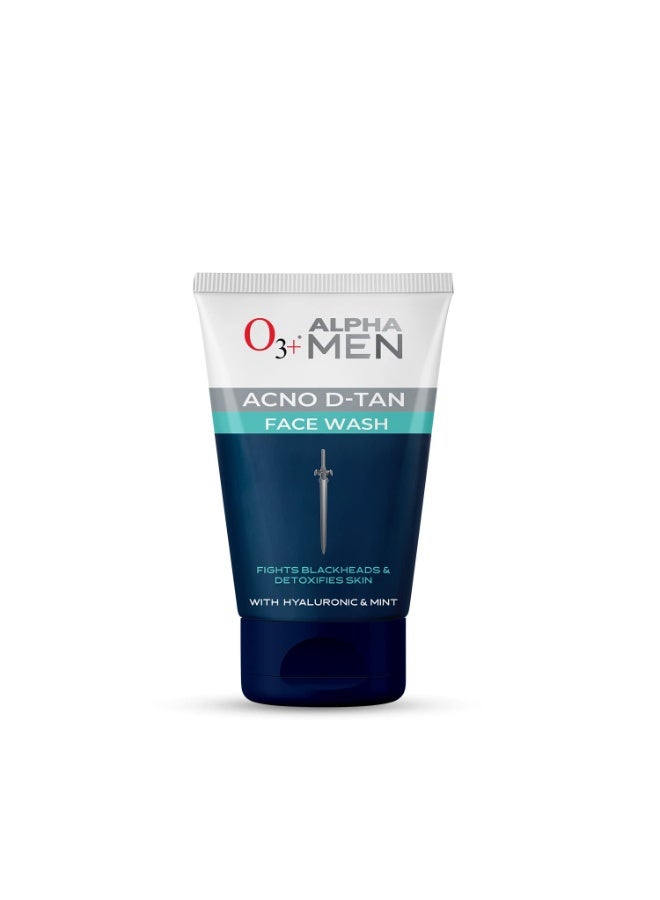 O3+ غسول وجه O3+ ALPHA MEN Acno D-TAN مع حمض الهيالورونيك والنعناع | يحارب الرؤوس السوداء وينظف البشرة, 50 مل - Image 1
