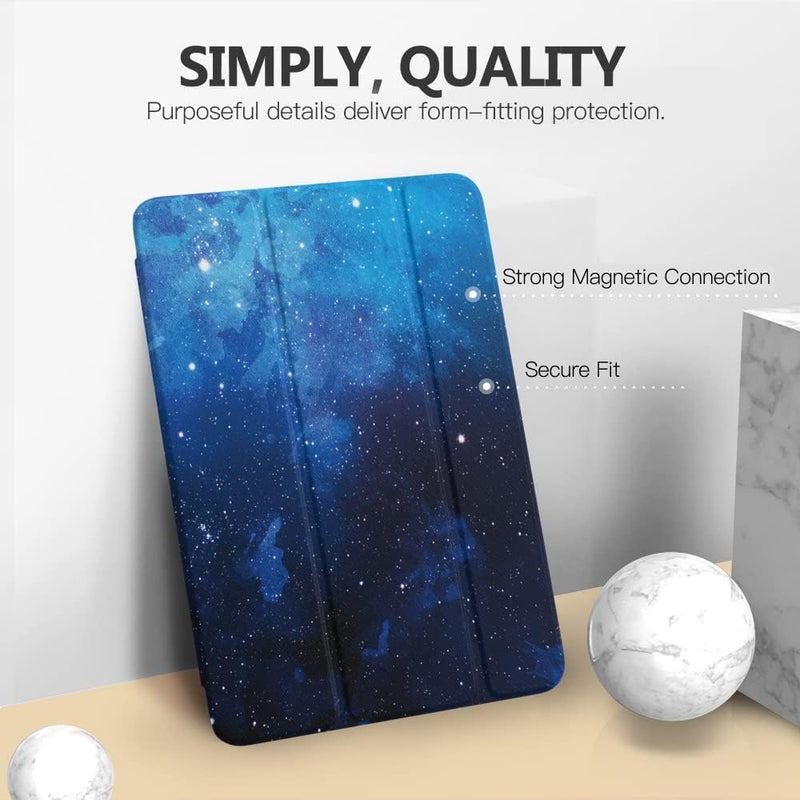 MoKo Case Fit New iPad 9th Generation 2021/8th Generation 2020/7th Gen 2019, iPad 10.2 Case - Slim Smart Shell Stand Cover with Translucent Frosted Back Protector, Blue Starry Sky - Image 3