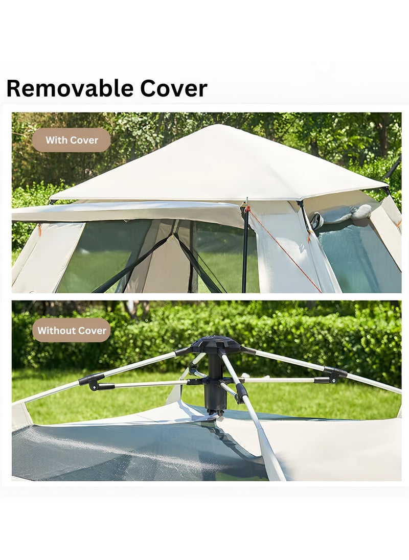 HEXAR - 6 Person Camping Tent Automatic Instant Pop-Up Tent Lightweight Portable Tent Outdoor Camping Waterproof Windproof Camping Tent And Mesh Windows 2 Doors With Carry Bag - Image 1