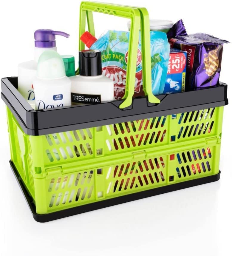 Dreamlover 1 pc Green Multipurpose Plastic Foldable Storage Basket with Handle 10 litre Of Stogare - Image 1