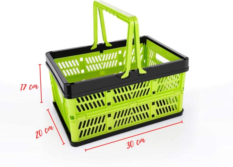 Dreamlover 1 pc Green Multipurpose Plastic Foldable Storage Basket with Handle 10 litre Of Stogare - Image 3