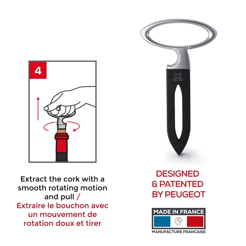 Peugeot - Mathus Corkscrew - Two-Prong Bottle Opener For Old-Style Corks, Black, 4.5 Inches - Image 4