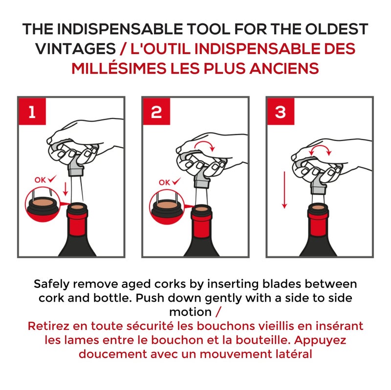 Peugeot - Mathus Corkscrew - Two-Prong Bottle Opener For Old-Style Corks, Black, 4.5 Inches - Image 3