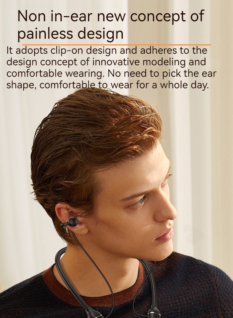 Ear Clip Type Non-in-ear Bluetooth Headset Neck-mounted Digital Display Wireless Bluetooth Sports Headset Large Capacity Battery Ultra-long Battery Life Gaming Earphone With Hands-free Function (Black) - Image 2