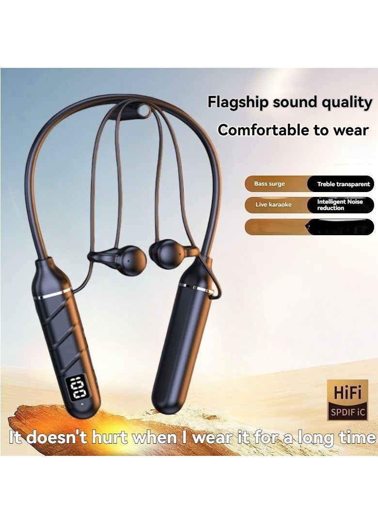 Ear Clip Type Non-in-ear Bluetooth Headset Neck-mounted Digital Display Wireless Bluetooth Sports Headset Large Capacity Battery Ultra-long Battery Life Gaming Earphone With Hands-free Function (Black) - Image 5