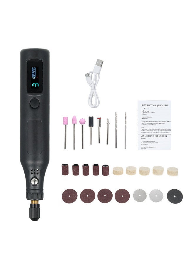 Mini Cordless Rotary Tool with With Digital Display Screen 3-Speed Grinder Kit with 25Pcs Accessories Type-C Charging Art Craft Tool for Grinding Cutting Engraving Drilling and Small DIY Crafts  - Image 1