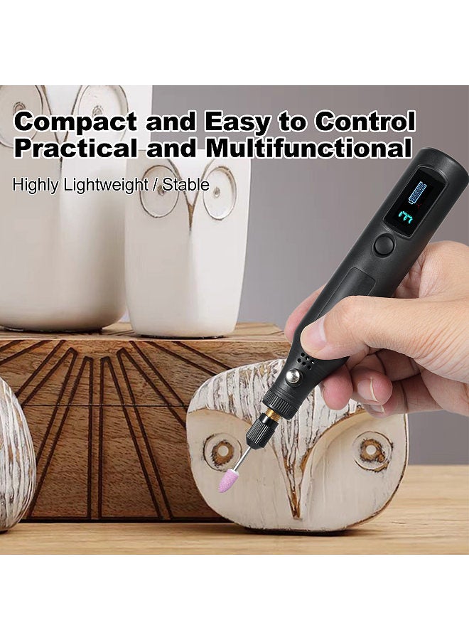 Mini Cordless Rotary Tool with With Digital Display Screen 3-Speed Grinder Kit with 25Pcs Accessories Type-C Charging Art Craft Tool for Grinding Cutting Engraving Drilling and Small DIY Crafts  - Image 4
