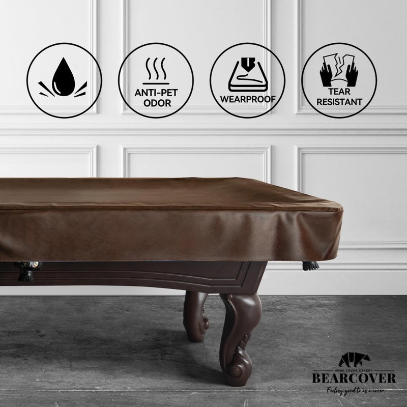 BEARCOVER Heavy Duty Leatherette Billiard Pool Table Cover, Waterproof & Tearproof Cover for Pool Table 7/8/9FT 7Feet-Coffee - Image 5