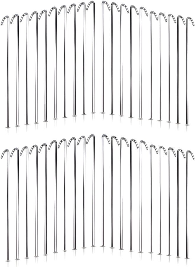 Bexter 40-Pack 9 Inch Galvanized Steel Tent Pegs & Garden Stakes – Heavy Duty 4mm Thick, Rust-Resistant Ground Anchors with Hook – Ideal for Camping Tents, Tarps, Landscaping & Garden Fabric - Image 1