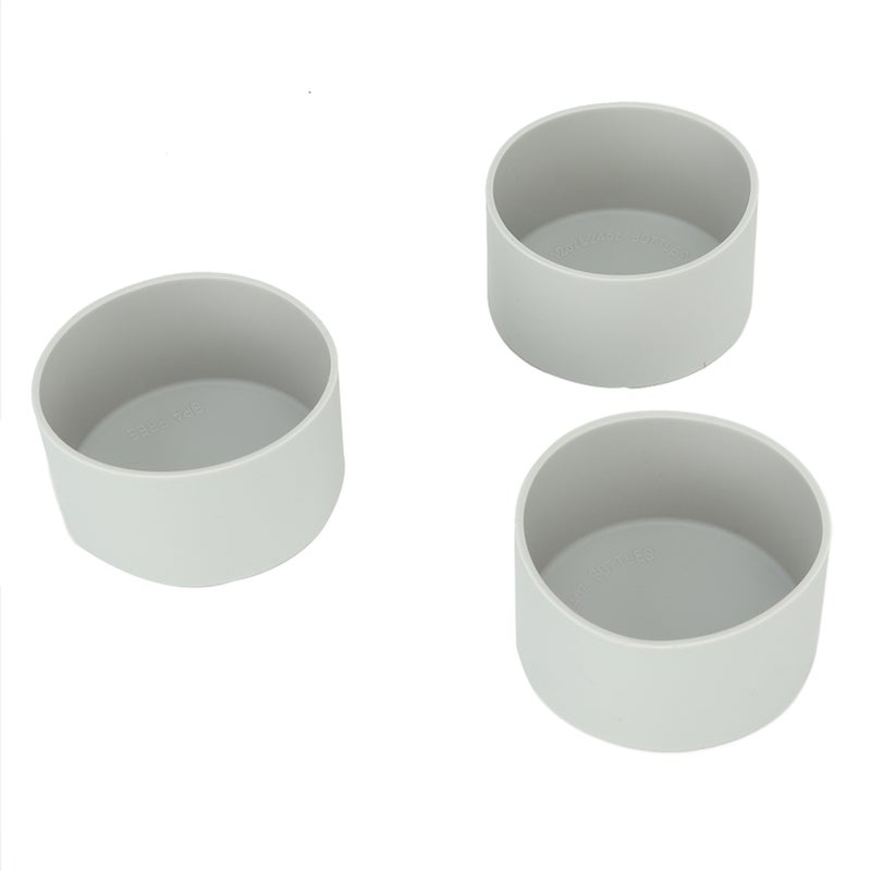 3 Pcs Silicone Cup Boot High Temperature Resistant Anti Slip Wear Scratch Water Bottle Bottom Sleeve Cover Gray - Image 1