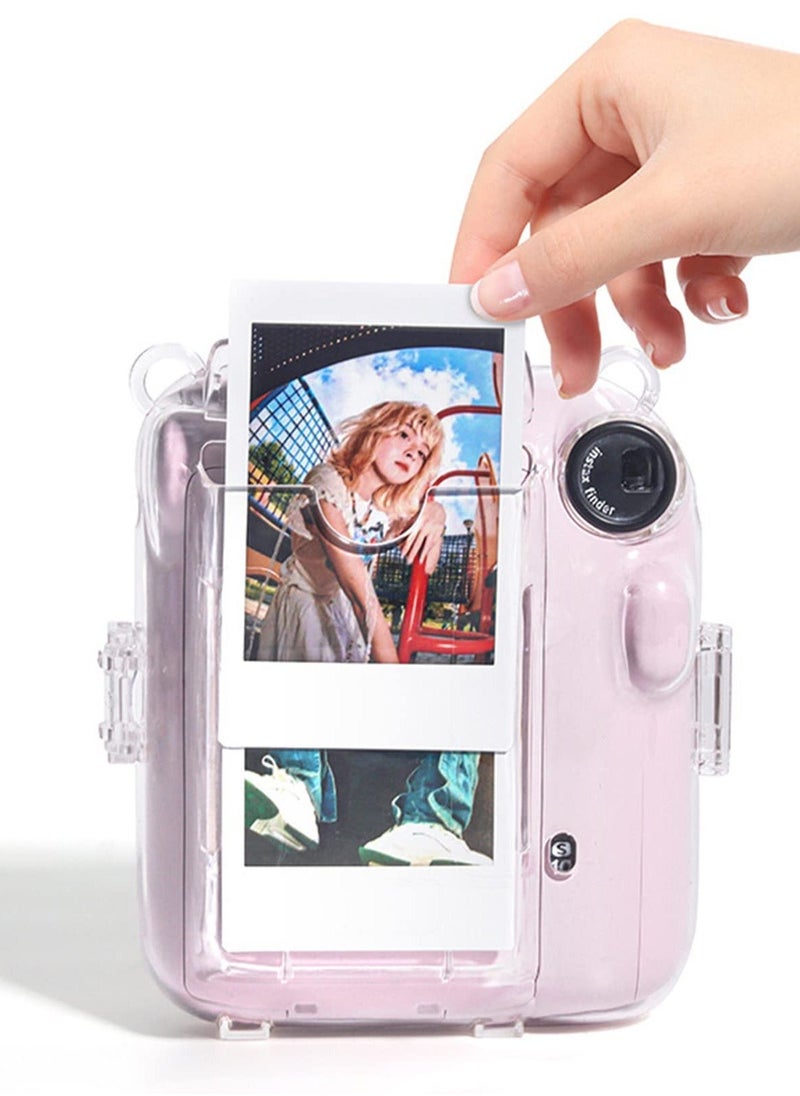 Generic Clear Case for Fuji Instax Mini 12 /Polaroid Mini 12, Case for Fujifilm Instax Mini 12 Instant Camera with Back Photos Pocket, Shoulder Strap and Beautiful Sticker  - Image 5
