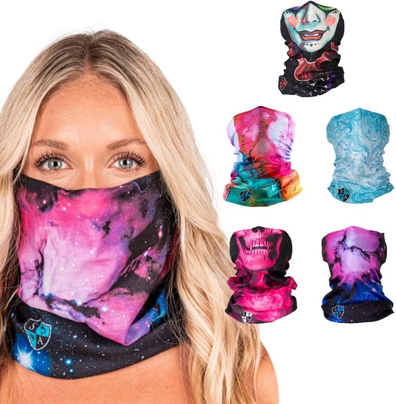 Sa Company 5-Pack UV Face Shield | UV 30+ Multipurpose Neck Gaiter Balaclava for Adults - Image 1