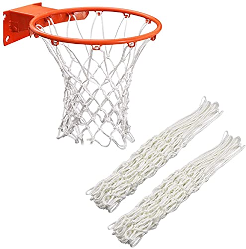 Y8HM 2Pcs Heavy Duty Basketball Net Replacement Fits Standard 12 Loop Basketball Hoop Net for Indoors and Outdoors Gym Equipment (White) - Image 1