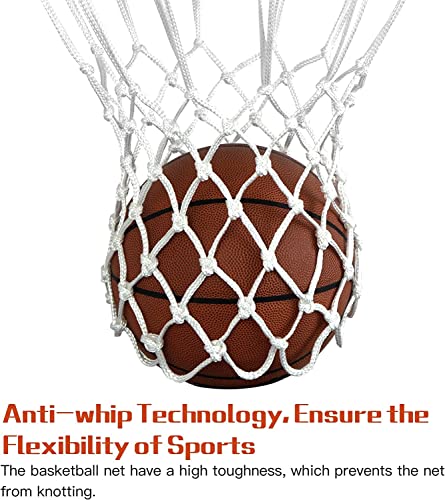 Y8HM 2Pcs Heavy Duty Basketball Net Replacement Fits Standard 12 Loop Basketball Hoop Net for Indoors and Outdoors Gym Equipment (White) - Image 3