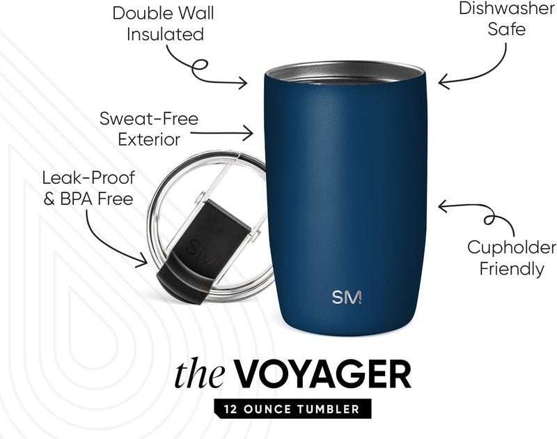 Travel Coffee Mug Tumbler with Flip Lid | Insulated Stainless Steel Iced Coffee Cup | Gifts for Women & Men | Voyager Collection | 12oz | Slumberland - Image 2