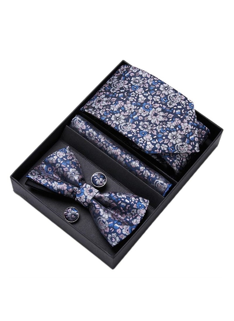 Generic - 5 pcs high-end tie for men business professional formal tie bow tie cufflinks square scarf fashion accessories gift box - Image 1