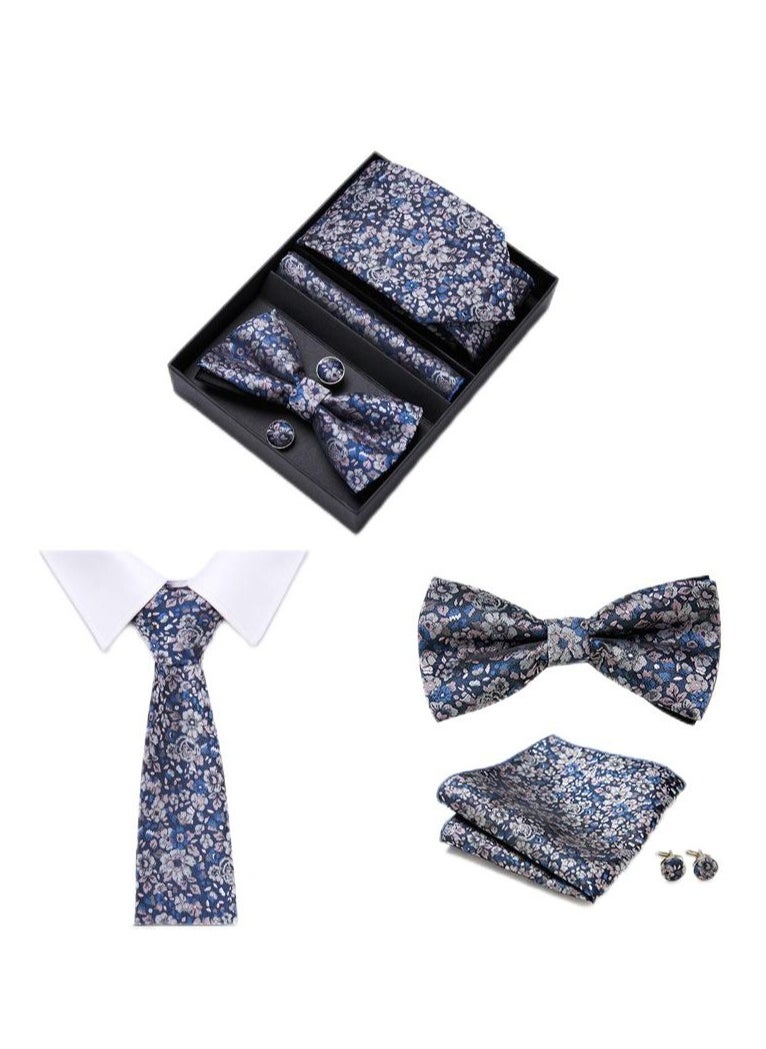 Generic - 5 pcs high-end tie for men business professional formal tie bow tie cufflinks square scarf fashion accessories gift box - Image 1