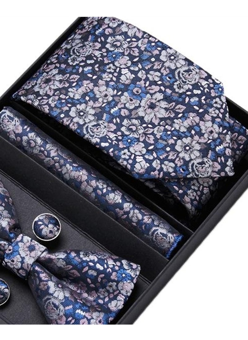 Generic - 5 pcs high-end tie for men business professional formal tie bow tie cufflinks square scarf fashion accessories gift box - Image 1