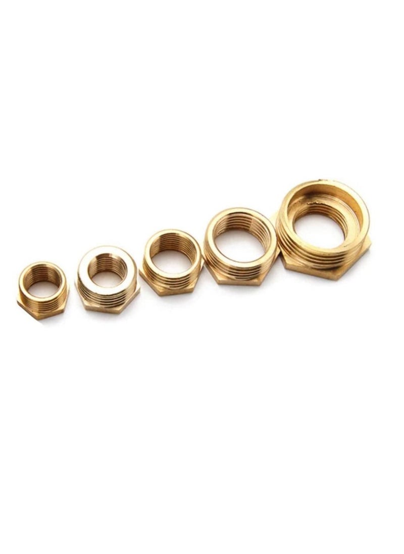 Generic - Pack of 2 Brass Reducer BSP Male Thread to BSP Female Thread Reducing Bush Hex Reducer Bushing Hose Pipe Fitting Connector Adapter 1/2''X3/8'' - Image 1
