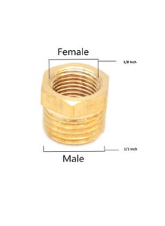Generic Pack of 2 Brass Reducer BSP Male Thread to BSP Female Thread Reducing Bush Hex Reducer Bushing Hose Pipe Fitting Connector Adapter 1/2''X3/8''  - Image 3